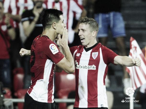 Yuri y Muniain celebran el segundo gol del Athletic | Foto: La Liga