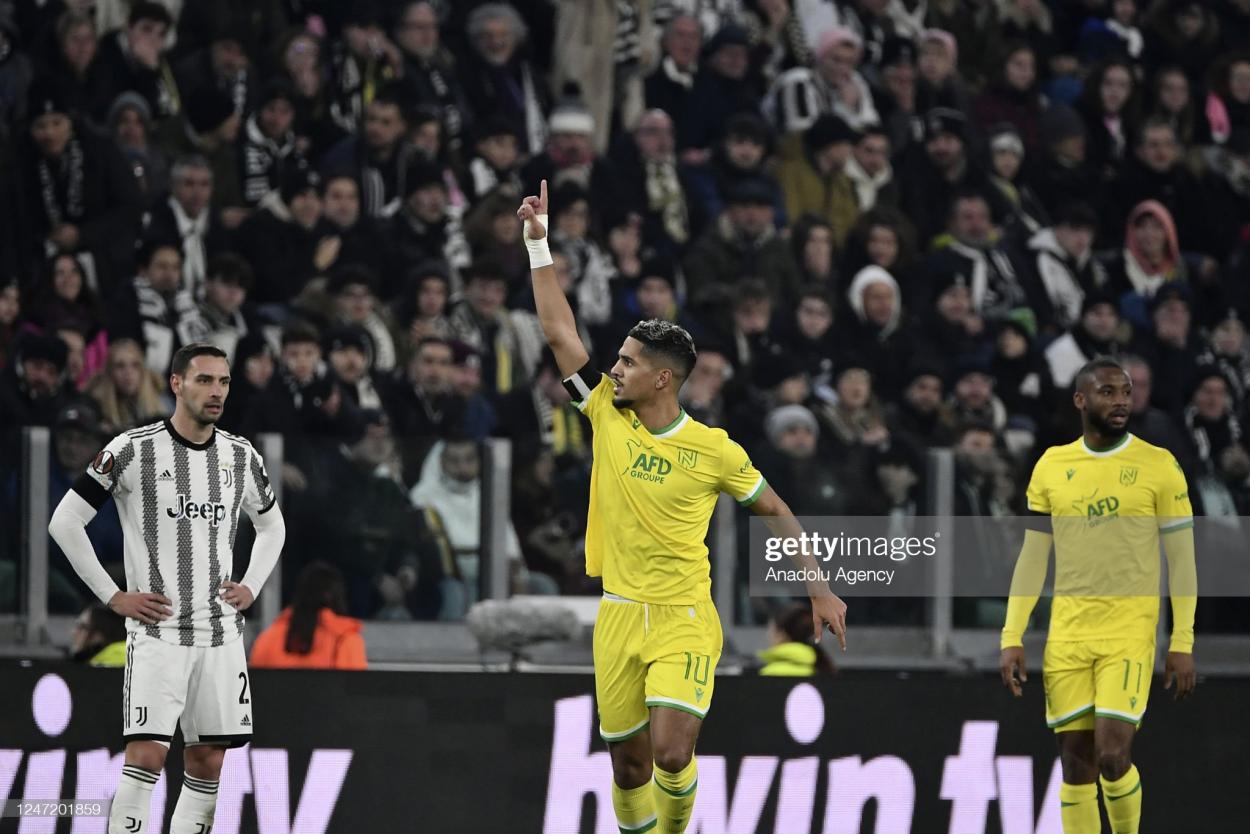 Ludovic Blas celebrating after scoring against Juventus.(Photo by Isabella Bonotto/Anadolu Agency via Getty Images)