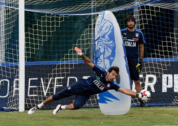 Buffon en un entrenamiento de esta semana / Foto: Selección italiana