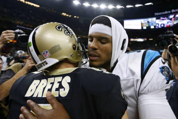 Drew Brees e Cam Newton se encontrarão pela terceira vez nesta temporada (Foto: Jonathan Bachman/Getty Images)