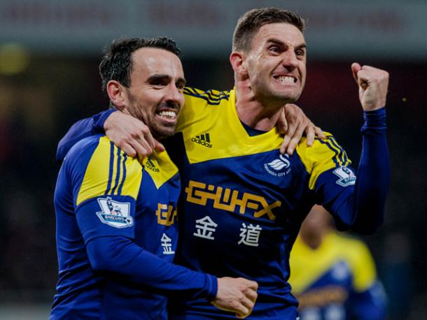 Leon Britton and Angel Rangel have been stalwarts at the Liberty for some time. (Photo: Swansea City AFC)