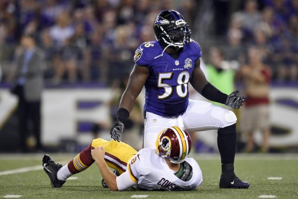 Dumervil in pandemonium after getting a sack on Redskins QB Kirk Cousins (Photo: Getty Images)