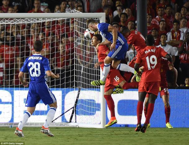 Cahill's header saw Liverpool defeated in California on Thursday morning (photo; Getty Images)