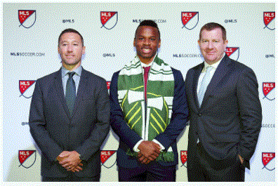 Caleb Porter, Jeremy Ebobisse and Gavin Wilkinson. | Photo: Andy Mead/YCJ/Icon Sportswire via Getty Images