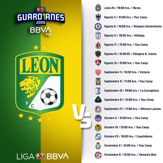 leon calendario y horarios de juego del torneo guard1anes 2020 vavel mexico leon calendario y horarios de juego