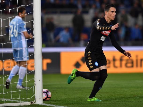L'esultanza di Callejon dopo il gol dell'1-0 | fonte: ANSA