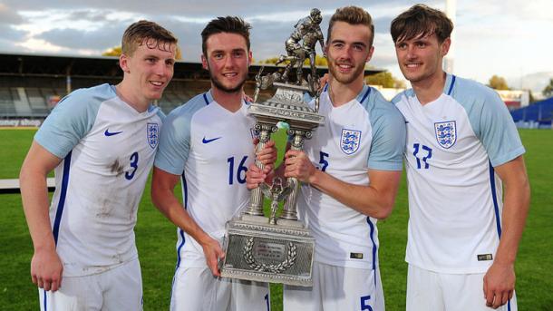 Matt Grimes (centre, left) was a Toulon Tournament winner this summer with England's under-21s. (Photo: Sky Sports)