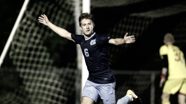 Lindley celebrating a goal while at UNC. | Photo: UNC Athletics