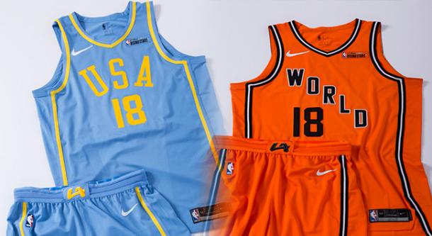 Uniformes del Team USA (derecha) y Team World (izquierda) | Foto: NBA.com