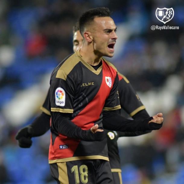 Álvaro celebrando el gol suyo. Fotografía: Rayo Vallecano S.A.D