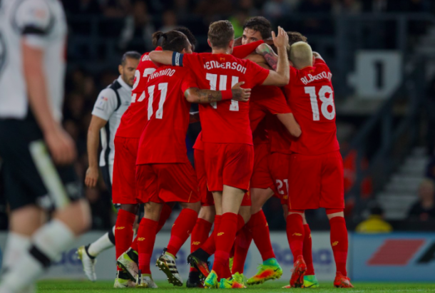 Los jugadores del Liverpool celebran uno de los goles del encuentro | Foto: Liverpool FC