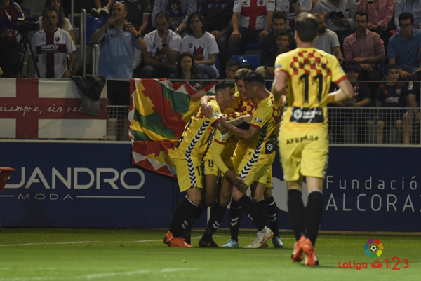 Jugadores del Nàstic celebrando un gol | Fotografía: La Liga