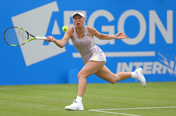 Wozniacki in action at the Aegon International in Eastbourne against Monica Puig (Photo by Steve Bardens / Source : Getty Images)