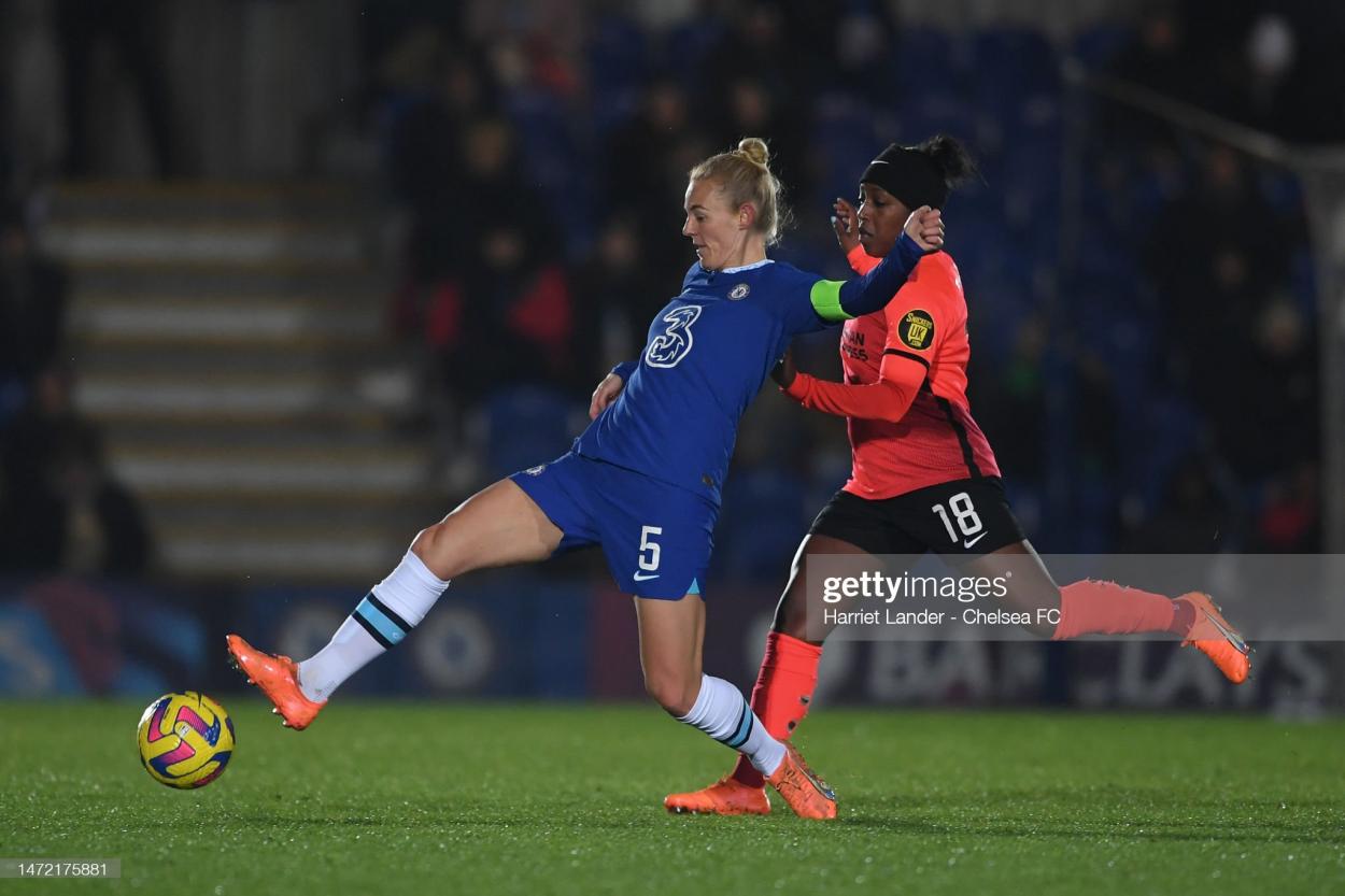 Danielle Carter gained a consolidation goal for her side. (Photo by Harriet Lander - Chelsea FC/Getty Images)