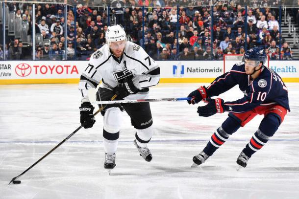 Jeff Carter scores twice in the Los Angeles Kings' loss. | Photo: Getty Images