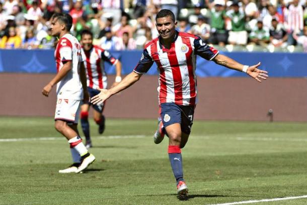 Orbelin Pineda celebrates first half goal. | Photo: Liga MX