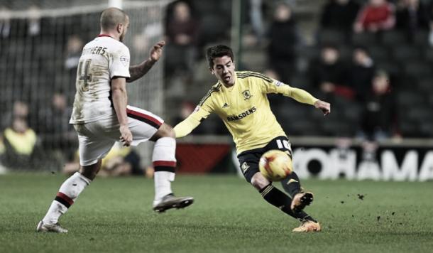 Carlos De Pena featured in Boro's 1-1 draw with MK Dons | Photo: Getty