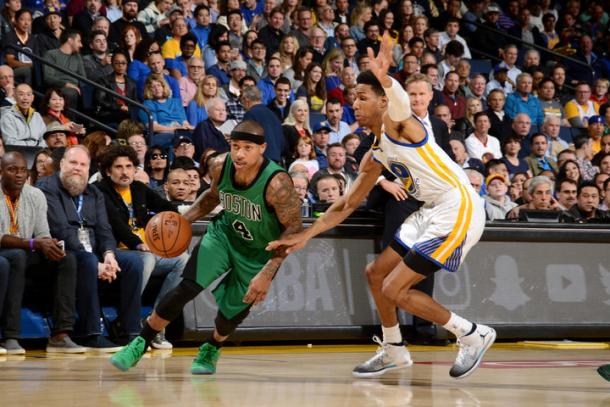 The Celtics defeated the Warriors 99-86 at the Oracle Arena in Oakland. Photo: Noah Graham/Getty Images
