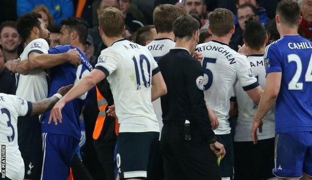 Via BBC. Tensions between Chelsea and Tottenham boiled over. 