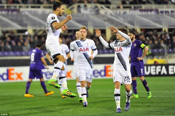 Chadli celebrates his goal (photo: EPA)