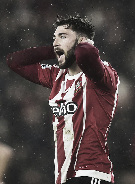 Charlie Austin exclaims during one of his 5 Southampton appearances 