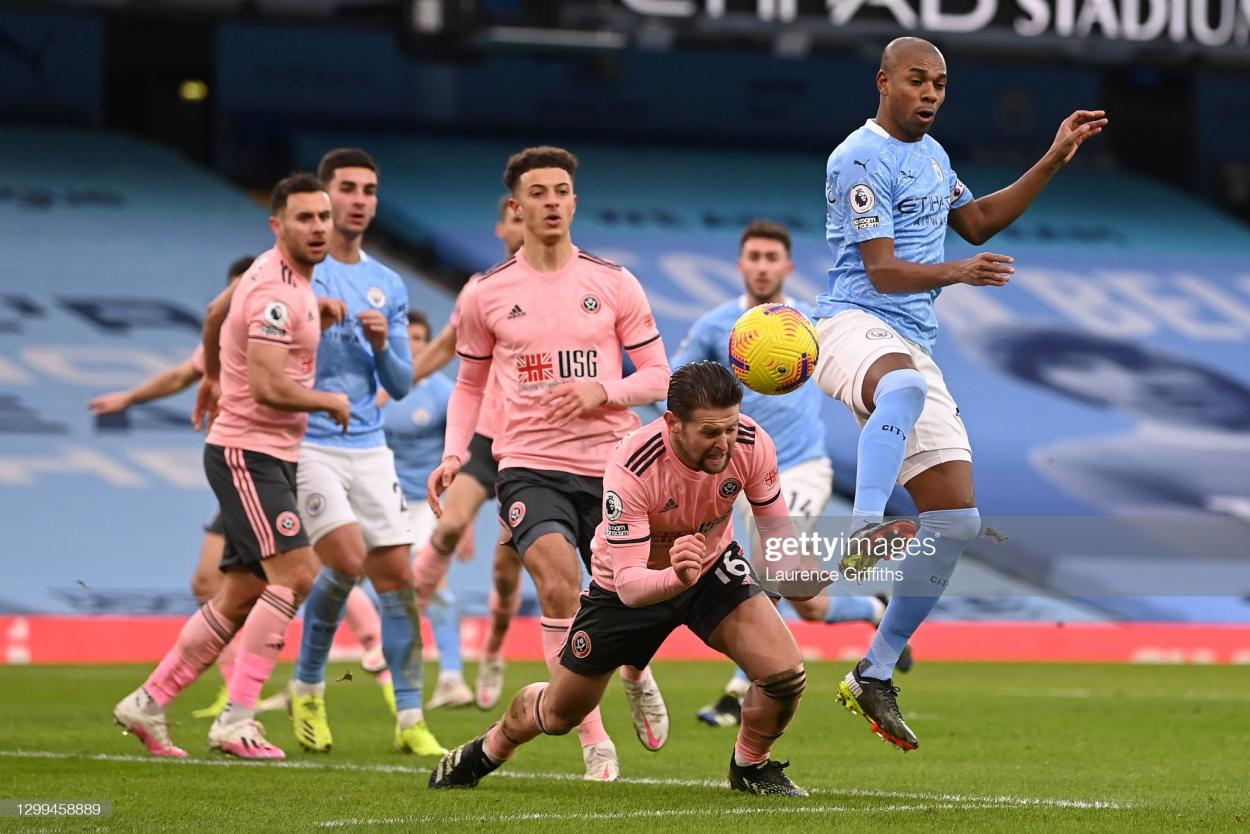 Premier League match between Manchester City and Sheffield United on January 30, 2021. (Photo by Laurence Griffiths/Getty Images)