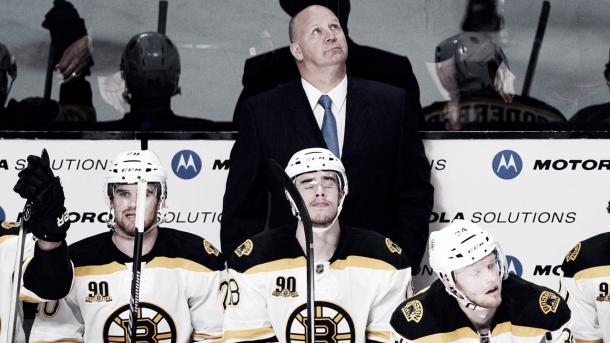 Claud Julien coaching the Boston Bruins.