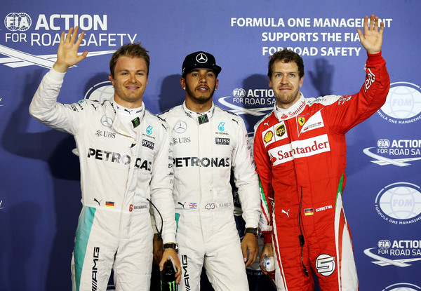 (L to R): Rosberg, Hamilton y Vettel tras la clasificación | Imagen: Getty Images