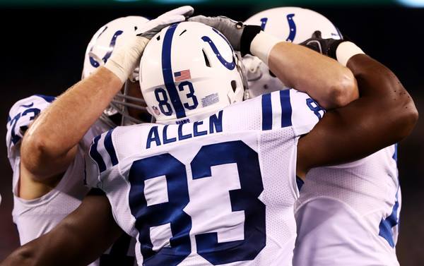 Dwayne Allen's three touchdowns led the way for the Colts. Credit: Elsa/Getty Images North America