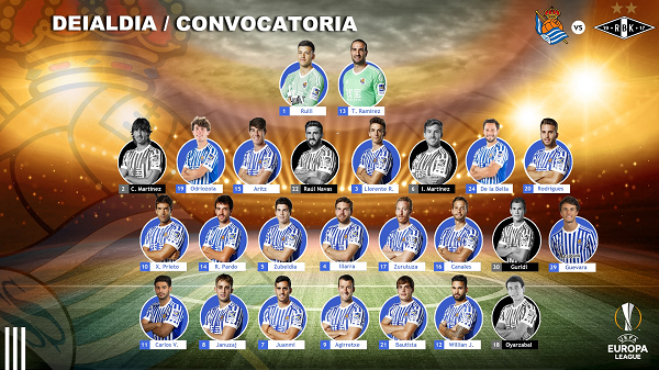 Convocatoria de la Real Sociedad contra el Rosenborg. | Foto: Real Sociedad