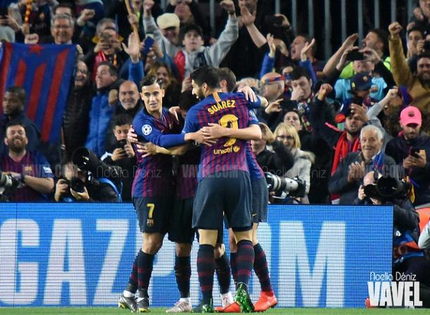 Imagen de los jugadores del FC Barcelona celebrando un gol. FOTO: Noelia Déniz