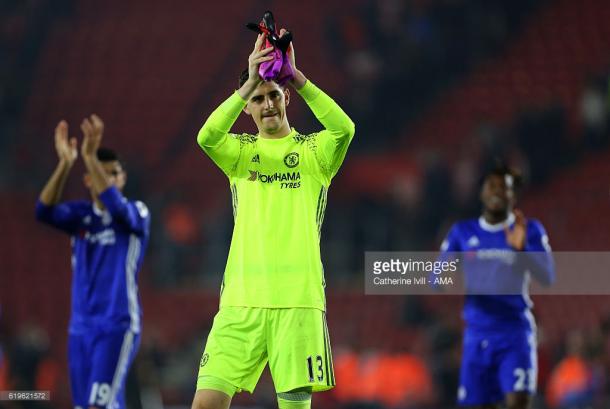 Thibaut Courtois has gone 410 minutes without conceding a goal. | Photo: Catherine Ivill - AMA/Getty Images