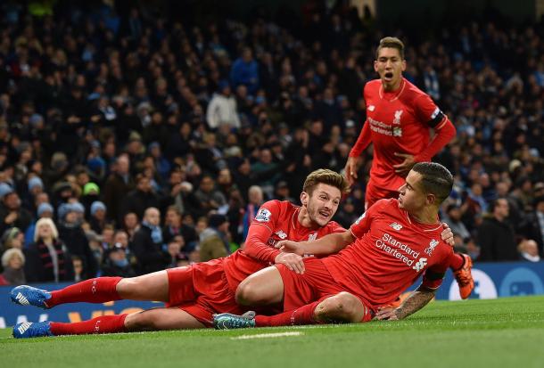 Coutinho celebrates his strike in the convincing 4-1 demolition of City earlier in the season. (Picture: Getty Images)