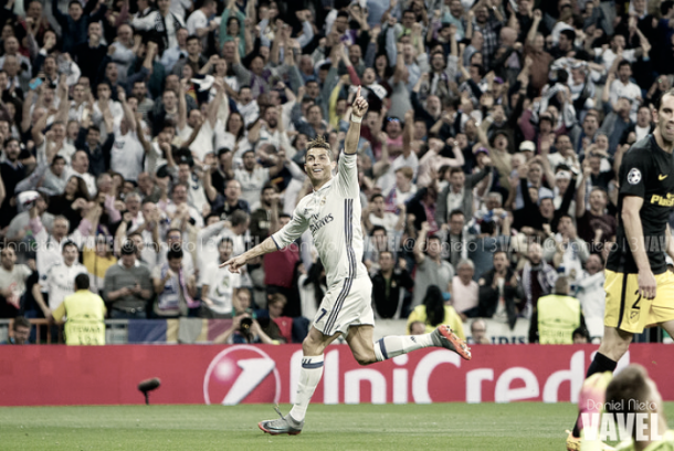 Cristiano celebra uno de sus tres goles en las semifinales de Champions/Foto:Vavel