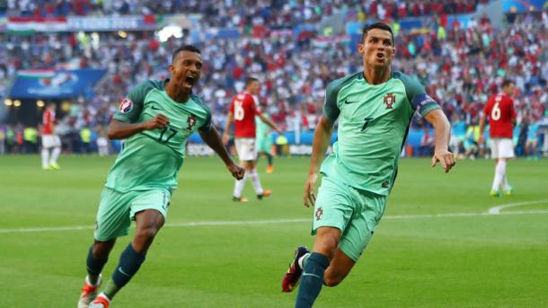 Ronaldo celebrates after scoring against Hungary | Photo: Sky Sports
