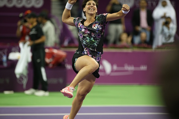 Carla Suarez Navarro Celebrates Her Win In Doha: Karim Jaafar/Getty Images