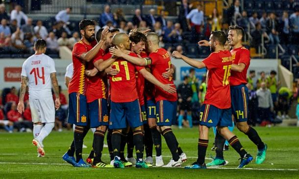 La selección española celebrando un gol Foto: sefútbol