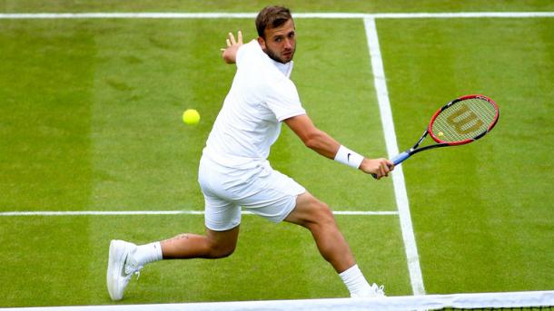 Evans rallied late in the first set, but rarely troubled Roger (photo: Wimbledon.com)