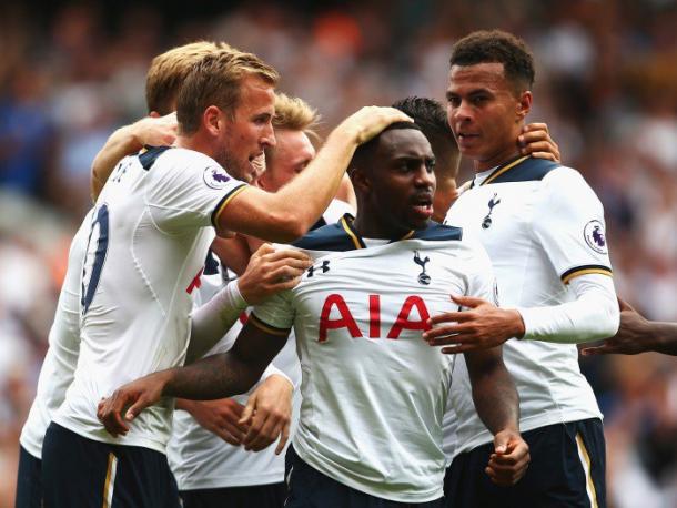 Danny Rose celebrates his equaliser against Liverpool. | Photo: Independent