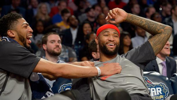 Anthony Davis and DeMarcus sitting together during the All-Star Game. Photo: Matthew Hinton/The New Orleans Aadvocate