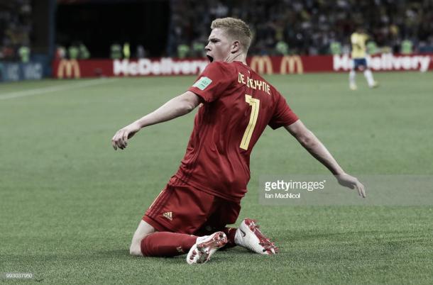De Bruyne celebra su tanto anotado frente a Brasil en cuartos / Fuente: Getty Images