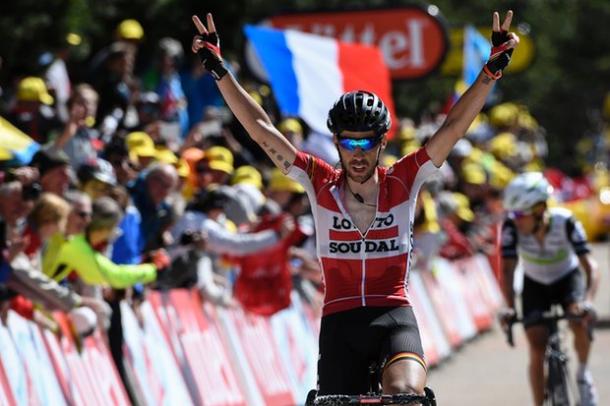 De Gendt celebrates his victory / The Guardian