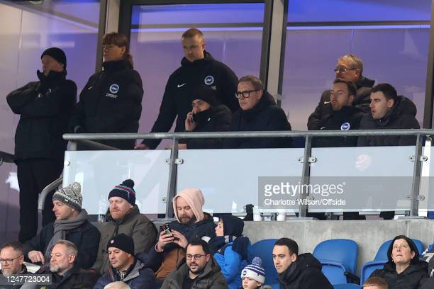 Roberto De Zerbi sits in the stands during the Premier League match between Brighton & Hove Albion and West Ham United. (Photo by Charlie Crowhurst/Getty Images)