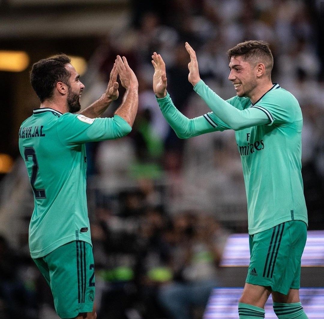 Carvajal y Fede Valverde celebrando un gol/Fuente: Real Madrid