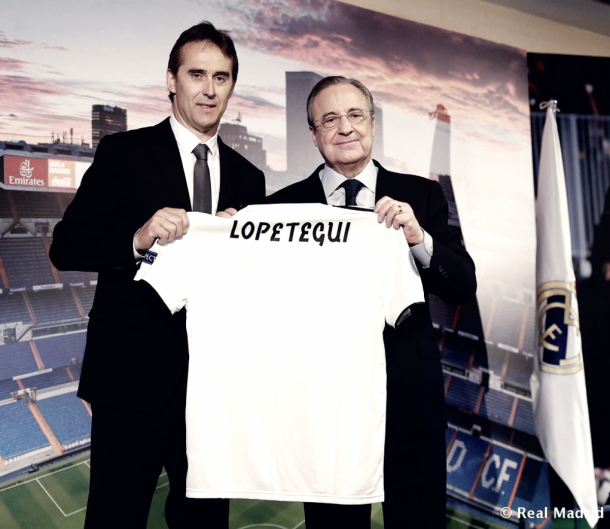 Julen Lopetegui siendo presentado como entrenador del Real Madrid | Foto: Real Madrid