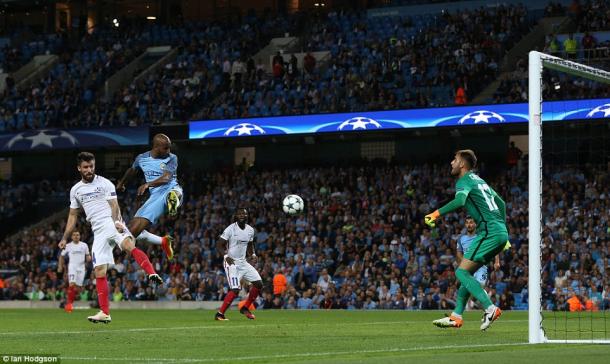 Delph heads in the only goal (photo: Ian Hodgson)