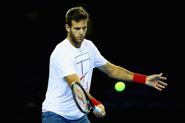 Juan Martin del Potro practicing at the Emirates Arena (Photo by Clive Brunskill/Getty Images)