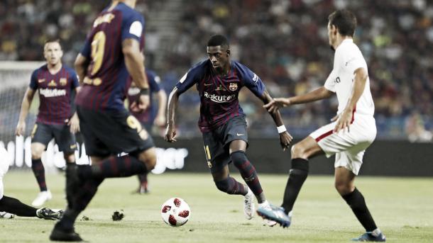 Dembélé, en la Supercopa de España frente al Sevilla / Fuente: FC Barcelona