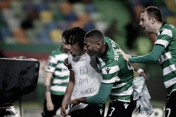 Gelson Martins celebra el gol de la victoria | Foto: Sporting CP