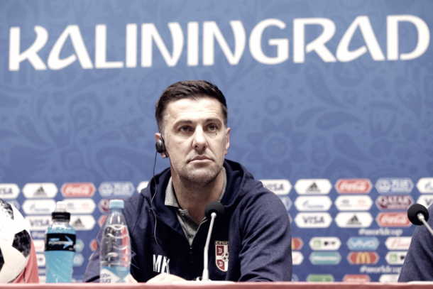 Krstajic en rueda de prensa. | Fuente: Federación Serbia